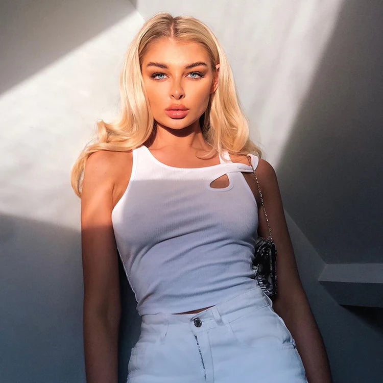 CHIC ASYMMETRIAL RIBBED TANK