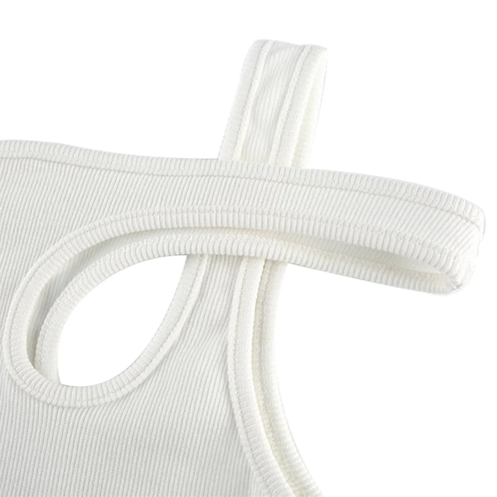 CHIC ASYMMETRIAL RIBBED TANK